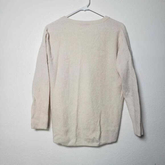 Madewell Asherton Waffle Henley Wool Blend Oversized Sweater Antique Cream XS - Picture 2 of 10